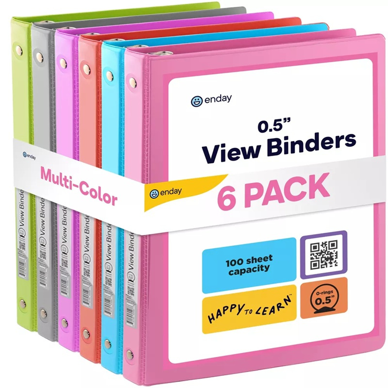   3 ring view binder with 2 pockets multicolor 6 pack