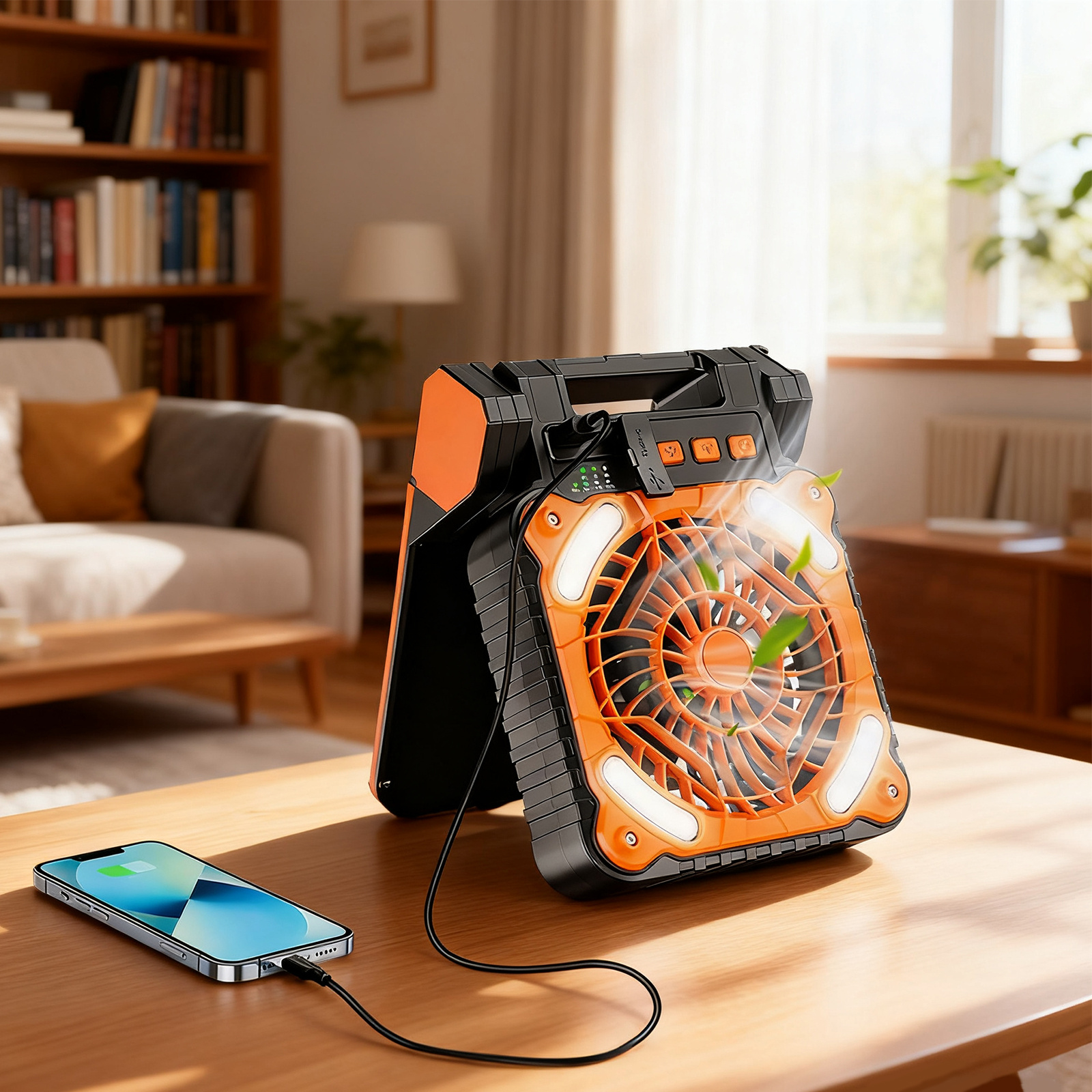2 in 1 solar fan with lantern 5200mah 4 adjustable solar usb rechargeable desktop cooling fan foldable design portable solar fan for office bedroom rv ventilation and emergency use Product details 4