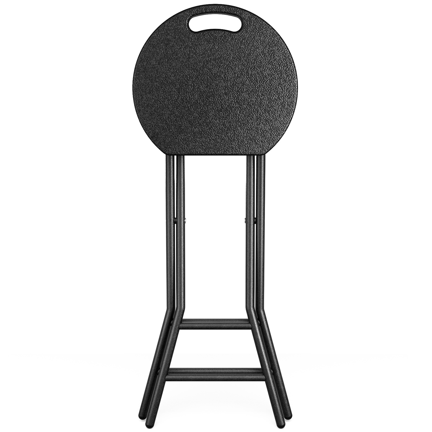 TEMU 【heavy-duty 24" Folding Stool With Lock】- 550lb Capacity Bar Stool, Secure Safety Lock & Handle, Plastic Seat－ Kitchen, Outdoor, Events, Black,r