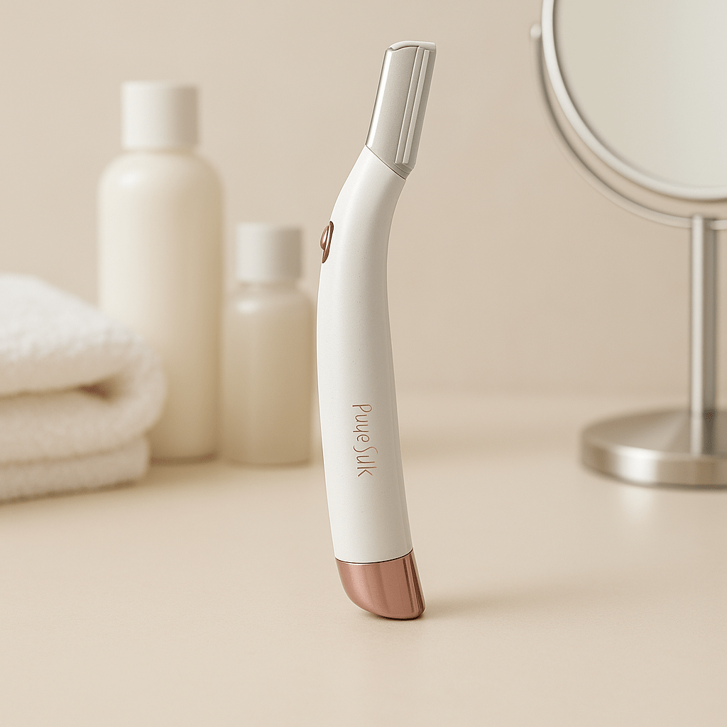 TEMU Pure Silk Dermaplaning Tool, Facial Exfoliator & Hair Remover For Women, Battery Operated Dermaplane Razor With Built In Led Light And 6 Replacement Heads, Remover, White