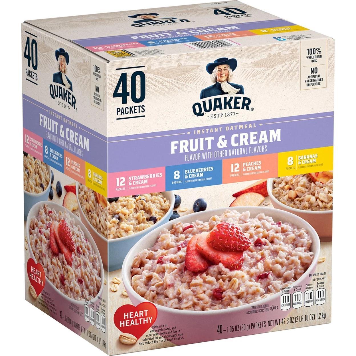 TEMU Instant Oatmeal Fruit And Cream Variety Pack (40 Count)