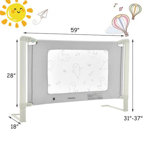 toddler bed rail for crib 59 inch swing down foldable safety bed rail with rounded corner lock smooth zipper versatile bed rail guard for full size queen