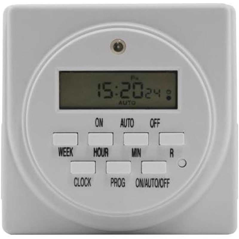 TEMU 1pc 7 Day Heavy Duty Digital Programmable Timer - 2 Outlet 24 Hour Digital Timer, Timing Solution For Hydroponics, 125v, 60hz, Indoor, For Lamp