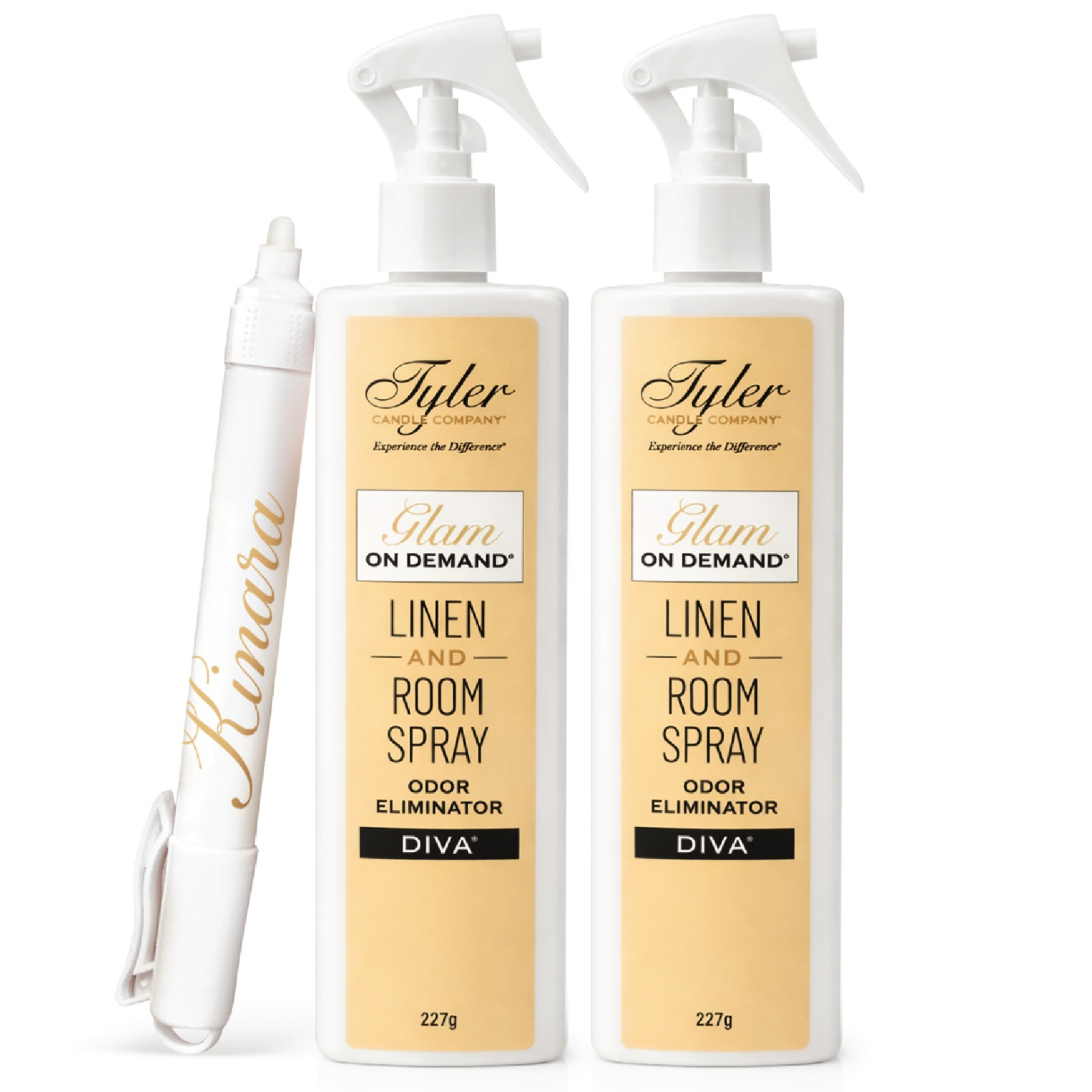 TEMU Glam Fabric & Room Spray, Diva Scent, 2 Pack With Pen