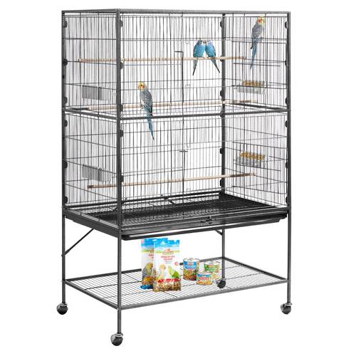 bird cage 18 x 18 x 30 inch open flat top x 22 8 x 59 5 inch flat top wrought flight cage with perches slide out tray and plastic feeders casters for parrot blue tit cockatiel canary budgerigar conure