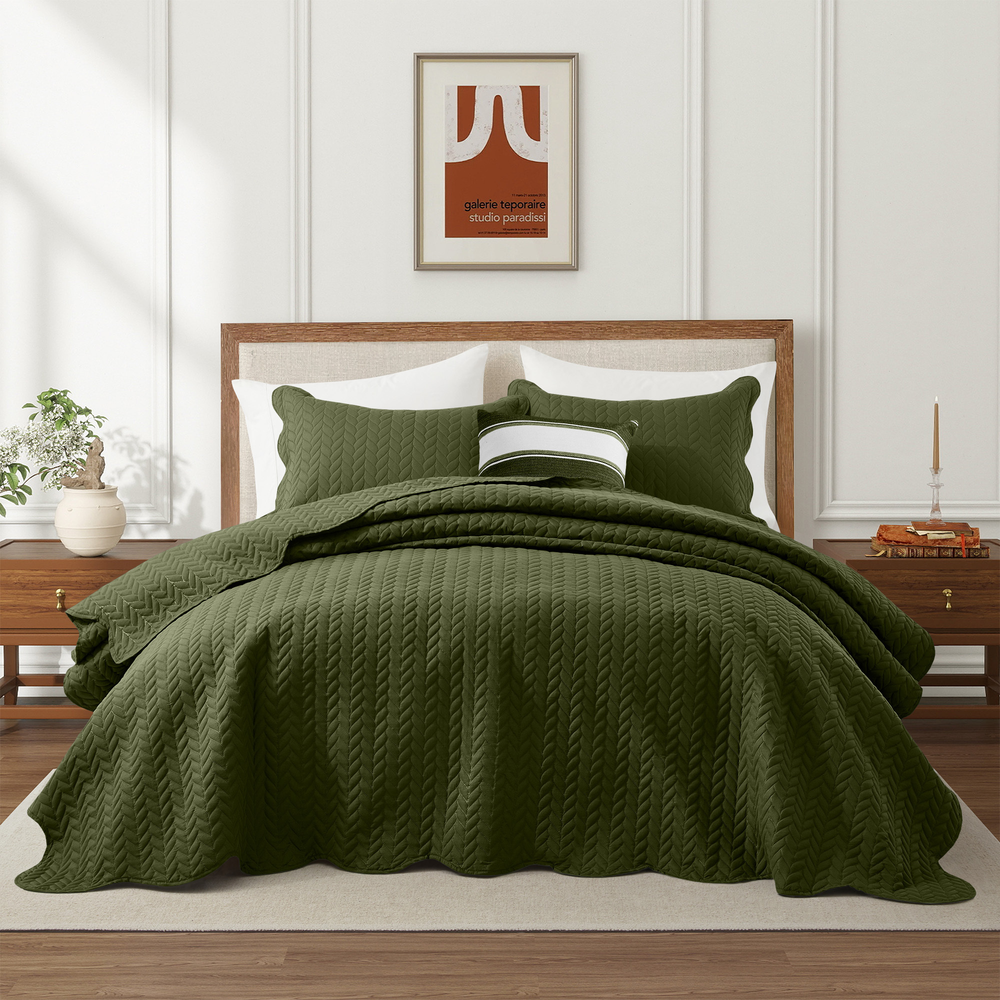 TEMU 3-piece Cooling Microfiber Quilt Set – King Size Lightweight Bedspread, Soft Breathable Coverlet With Quilted Pillow Shams, Pattern Coverlet Bed