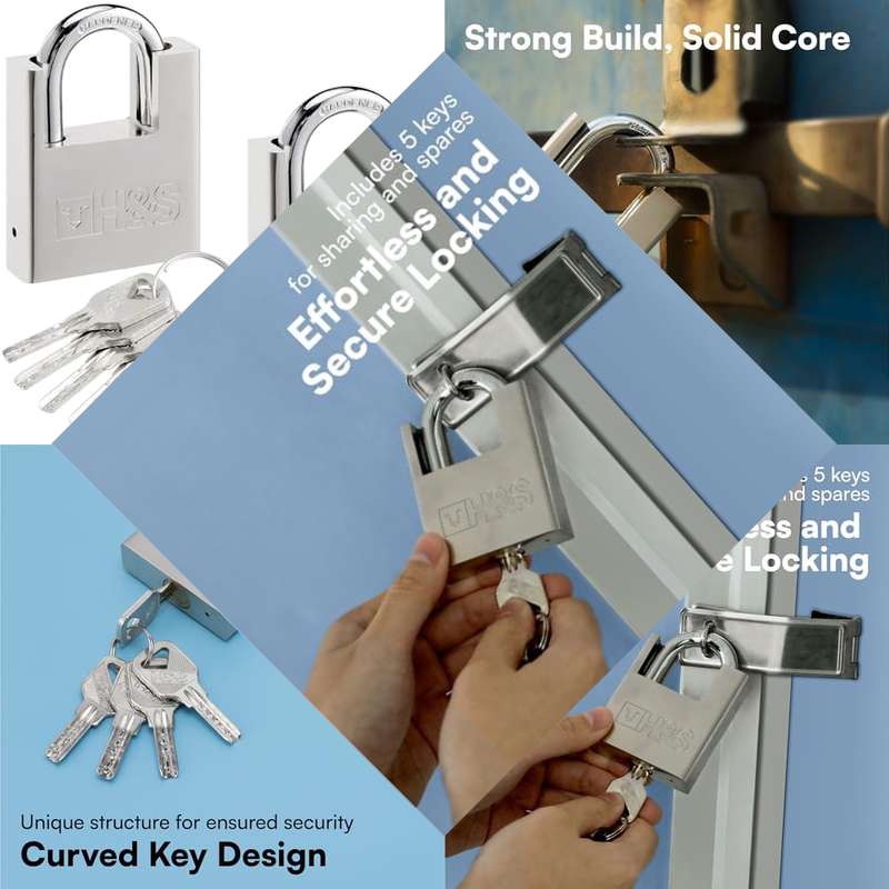 High Security Padlock with Key - 2 Pack - 2.4 60mm Pad Locks 5 Keys - Heavy Duty Storage Unit Locker for Indoor Outdoor - Locks with Keys