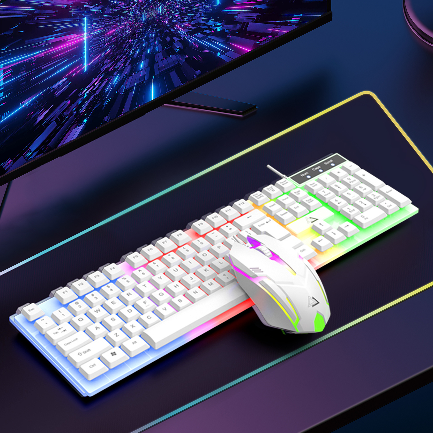 set de teclado y ratón gaming para pc con cable usb y retroiluminación