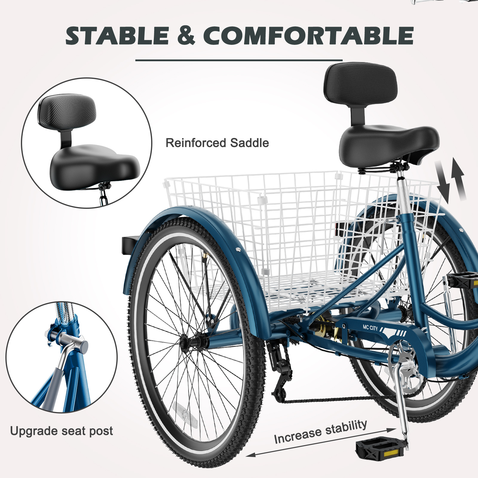 adult tricycles adult trikes 24 inch 3 wheel bikes - Temu