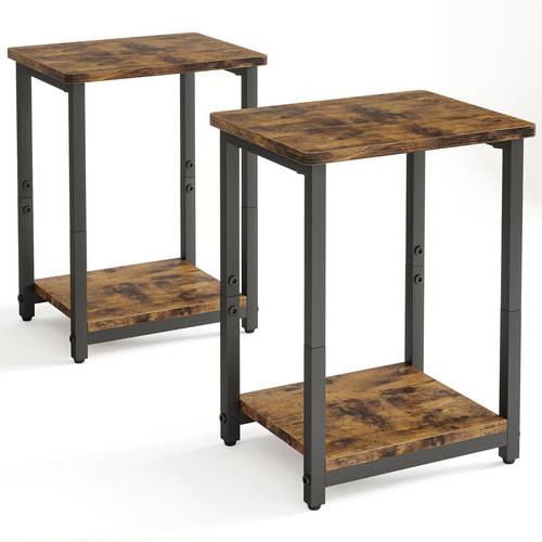 side tables set of 2 2 tier small end table sofa table nightstand bedside table for living room bedroom office rustic brown for bedroom dressing room and living room