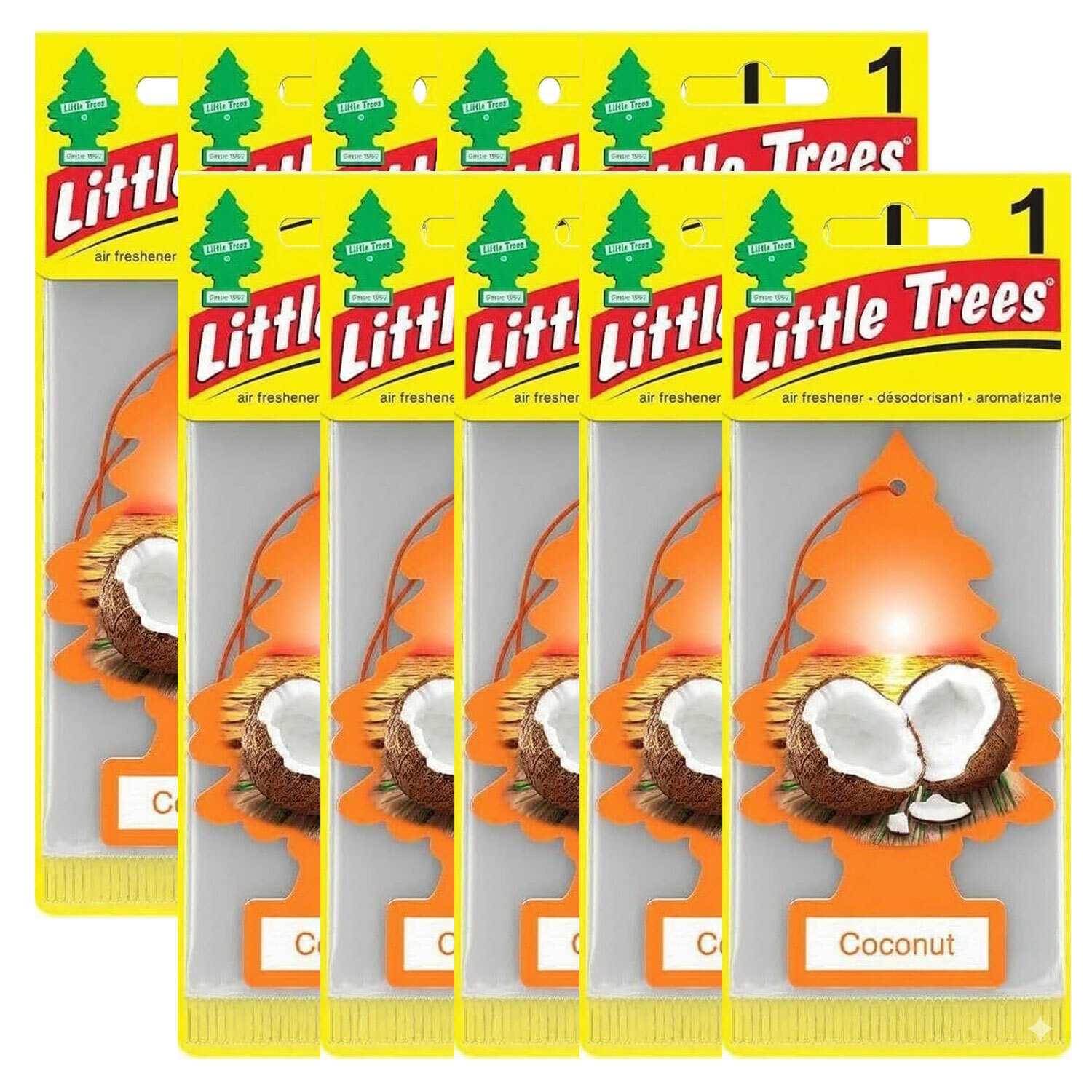 TEMU Little Trees Hanging Car Air Freshener – For Car & Home, Coconut Scent, 10 Pack