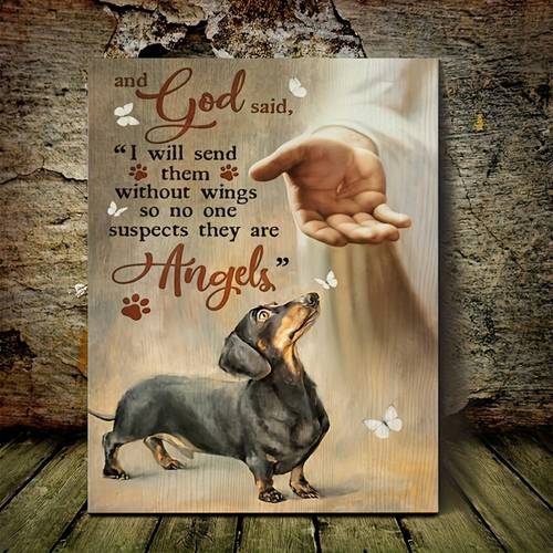 1pc wooden framed dachshund dog canvas painting art prints wall for bedroom living room decor inspiration are angels portrait canvas print canvas picture with framed ready to hang canvas