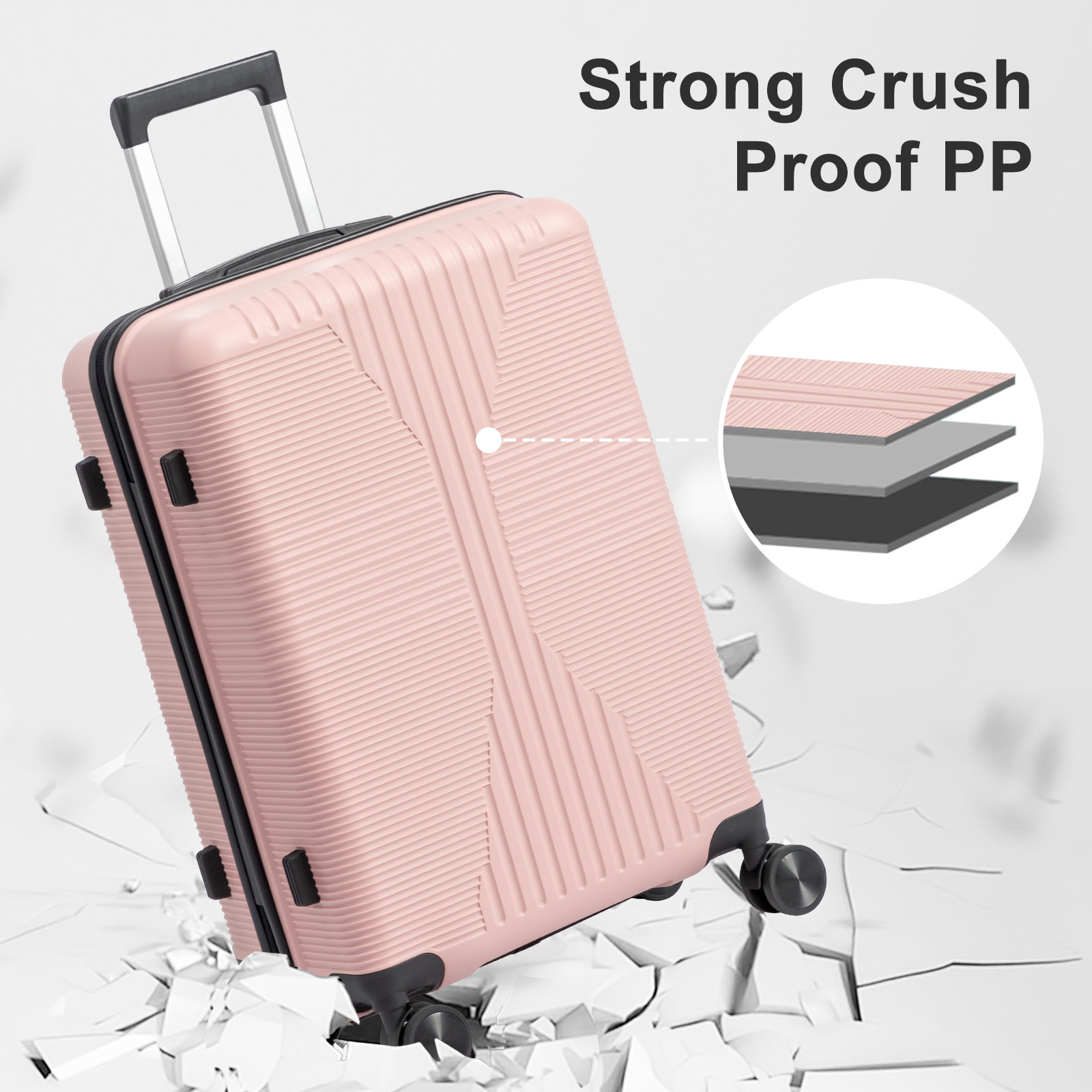 5-Piece Luggage Set Suitcases with Lock, 12/16/20/24/28 Inch Lightweight Trolley Case, Durable PP Material for Men Women, Ideal for Travel & Long Journeys - Image 20
