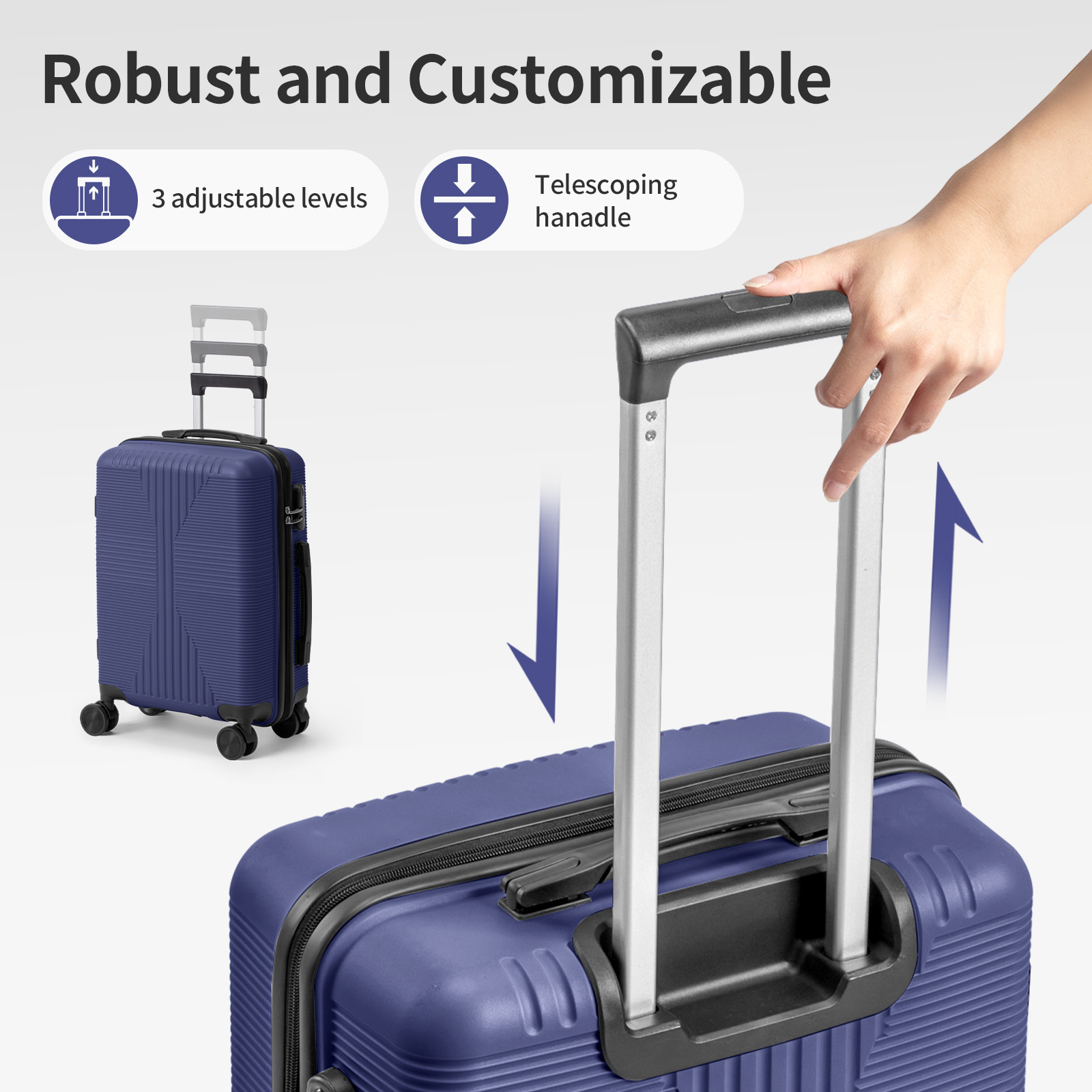 5-Piece Luggage Set Suitcases with Lock, 12/16/20/24/28 Inch Lightweight Trolley Case, Durable PP Material for Men Women, Ideal for Travel & Long Journeys