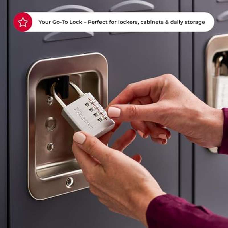 Master Lock Set Your Own Combination Padlock, 4 Pack, Silver 643EC4 - Image 2