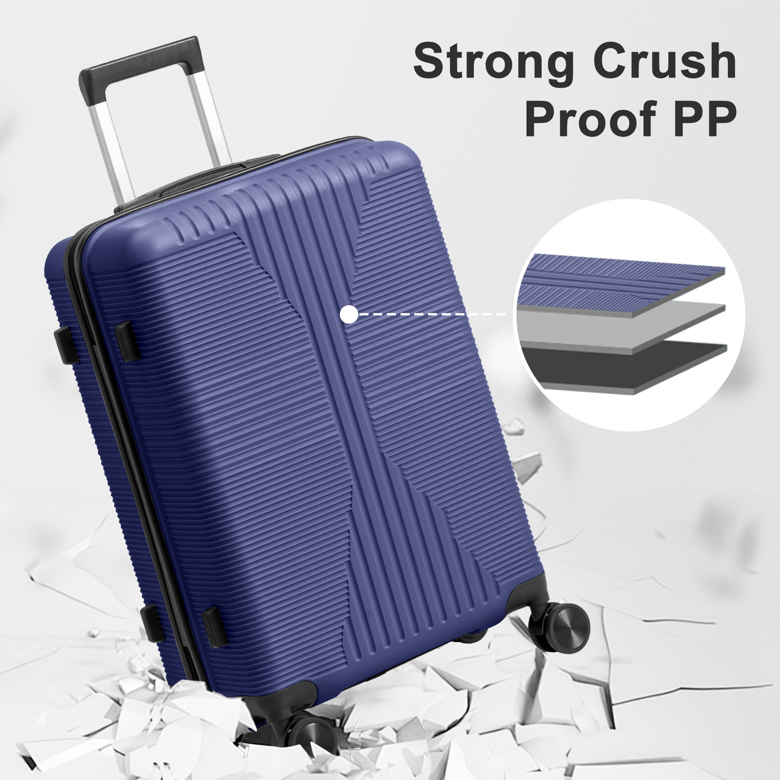 5-Piece Luggage Set Suitcases with Lock, 12/16/20/24/28 Inch Lightweight Trolley Case, Durable PP Material for Men Women, Ideal for Travel & Long Journeys