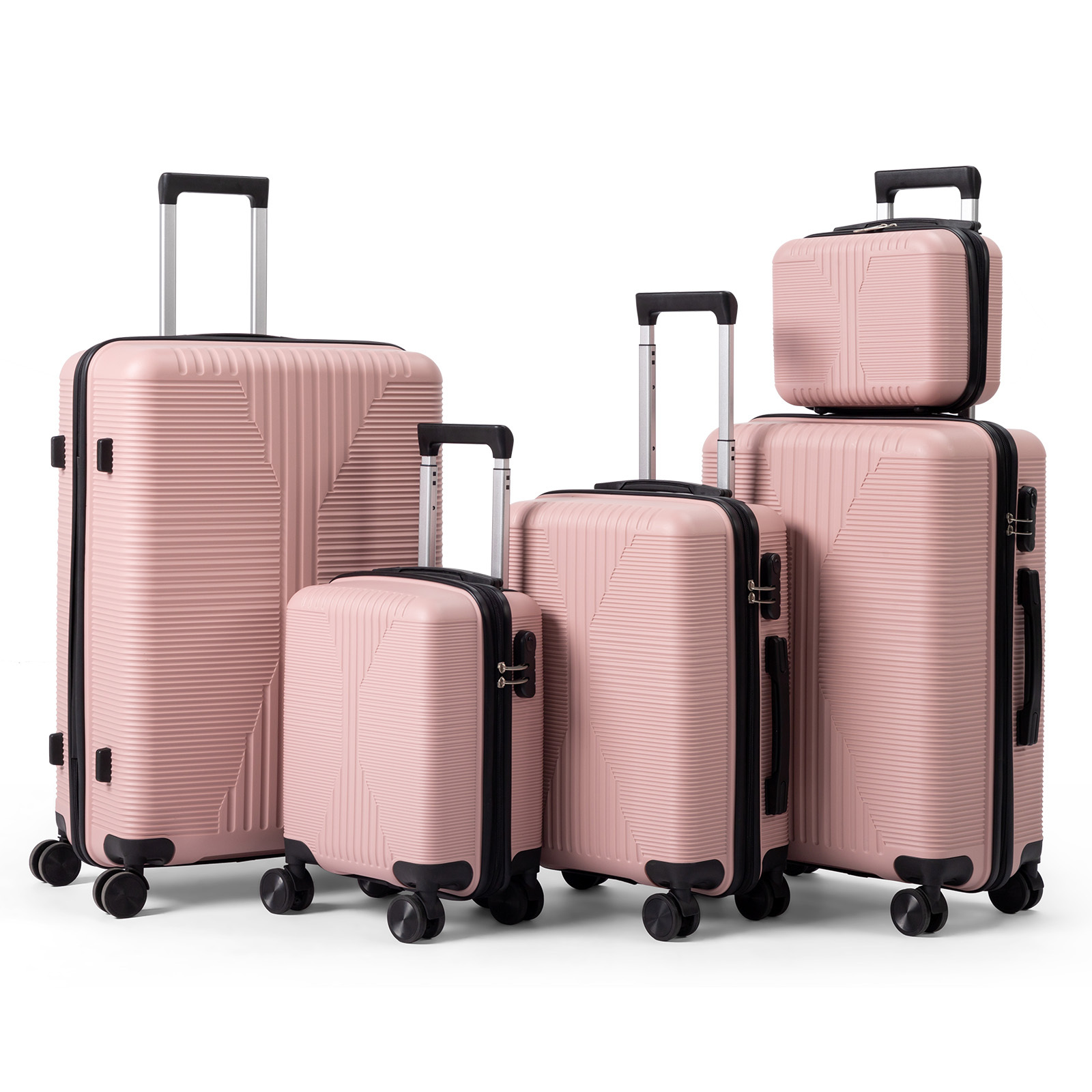 5-Piece Luggage Set Suitcases with Lock, 12/16/20/24/28 Inch Lightweight Trolley Case, Durable PP Material for Men Women, Ideal for Travel & Long Journeys