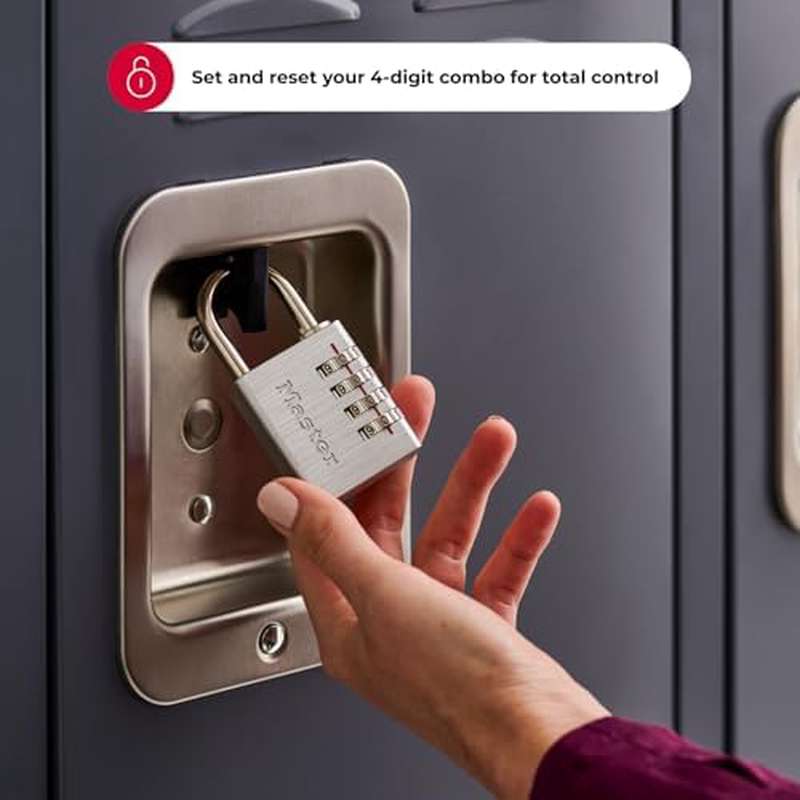Master Lock Set Your Own Combination Padlock, 4 Pack, Silver 643EC4 - Image 3