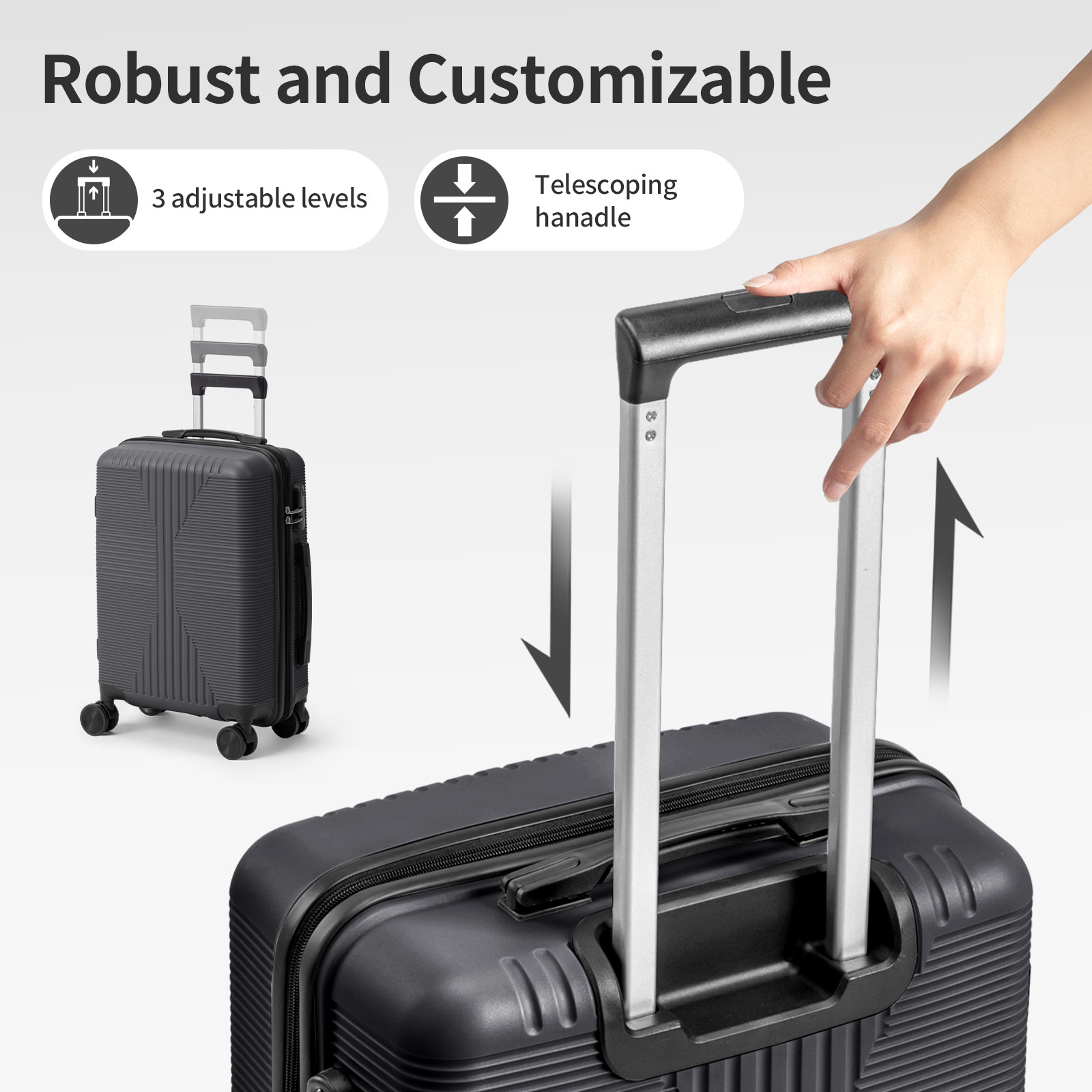 5-Piece Luggage Set Suitcases with Lock, 12/16/20/24/28 Inch Lightweight Trolley Case, Durable PP Material for Men Women, Ideal for Travel & Long Journeys - Image 33