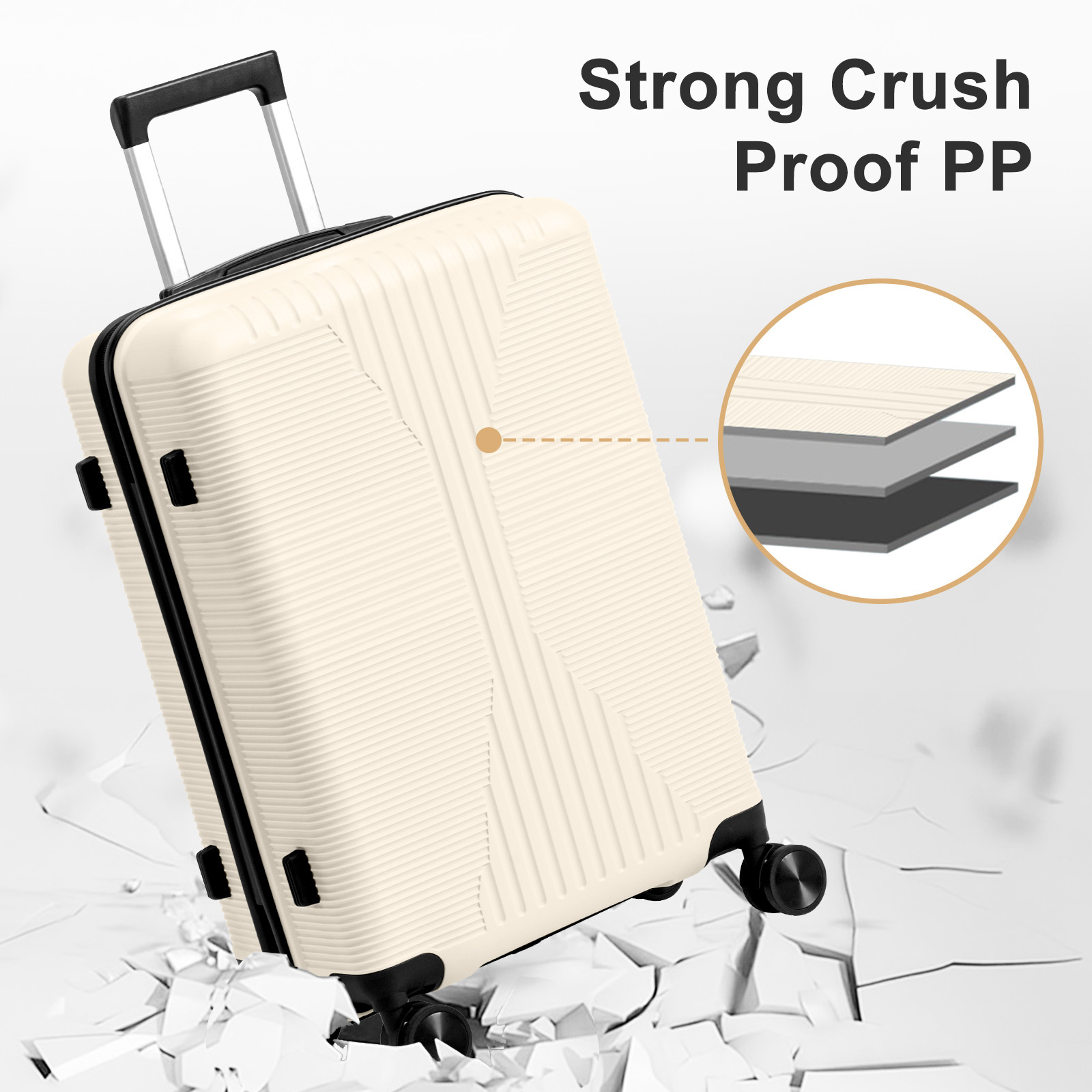 5-Piece Luggage Set Suitcases with Lock, 12/16/20/24/28 Inch Lightweight Trolley Case, Durable PP Material for Men Women, Ideal for Travel & Long Journeys - Image 27