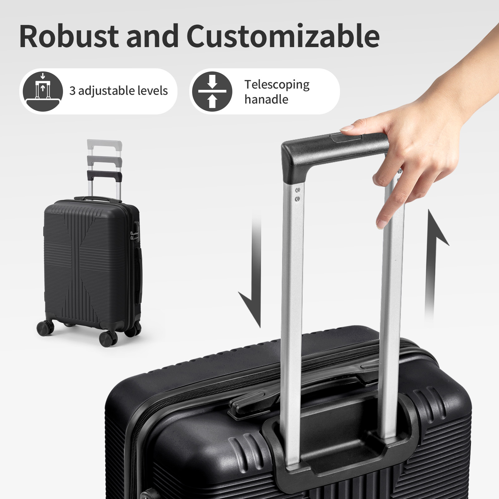 5-Piece Luggage Set Suitcases with Lock, 12/16/20/24/28 Inch Lightweight Trolley Case, Durable PP Material for Men Women, Ideal for Travel & Long Journeys - Image 42