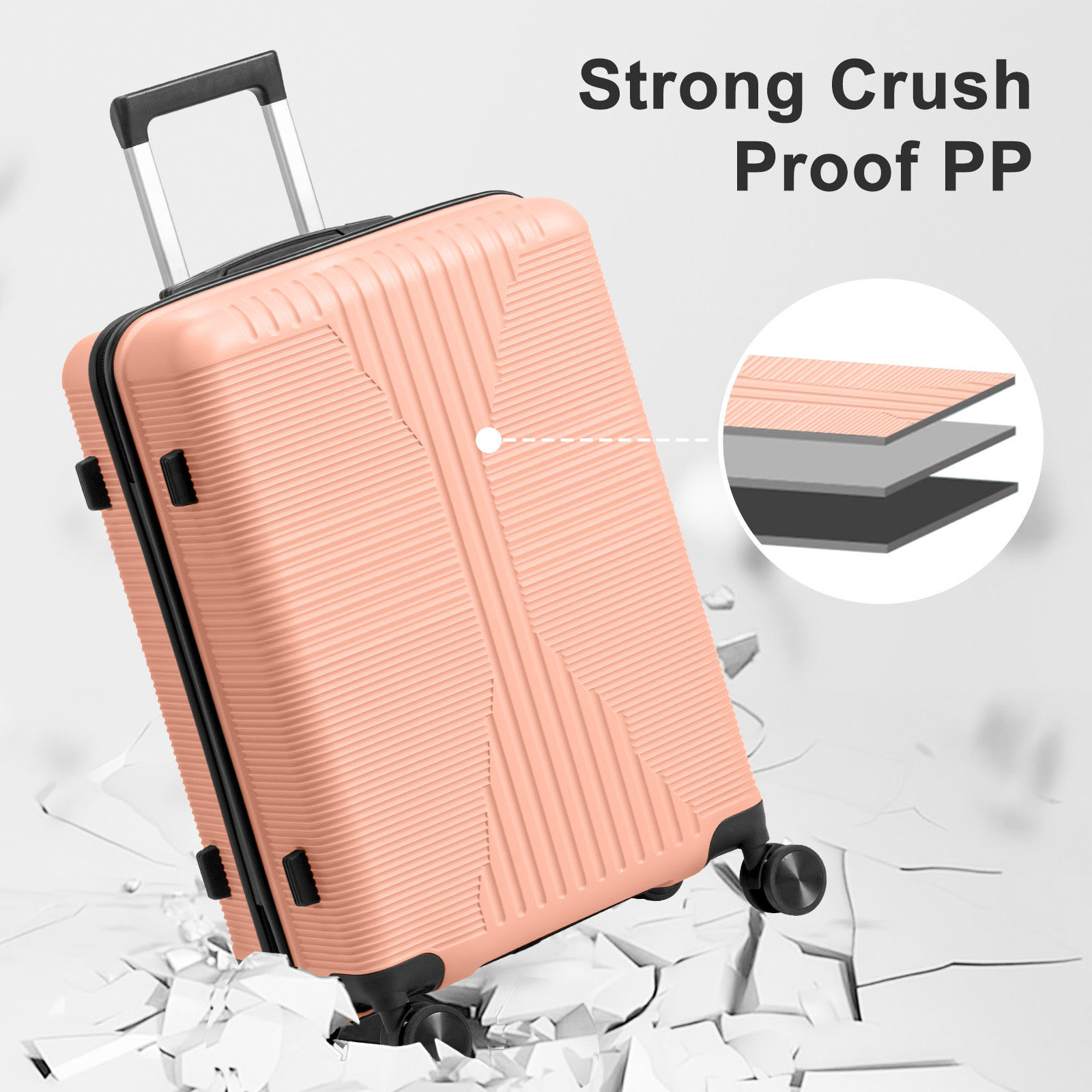 5-Piece Luggage Set Suitcases with Lock, 12/16/20/24/28 Inch Lightweight Trolley Case, Durable PP Material for Men Women, Ideal for Travel & Long Journeys - Image 14