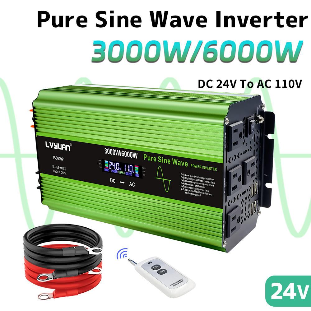   3000w 6000w   pure sine   power inverter   12v to ac 120v for   with usb port lcd display remote control fast charging of mobile phones tablets and other devices best for rv boat vehicle without battery