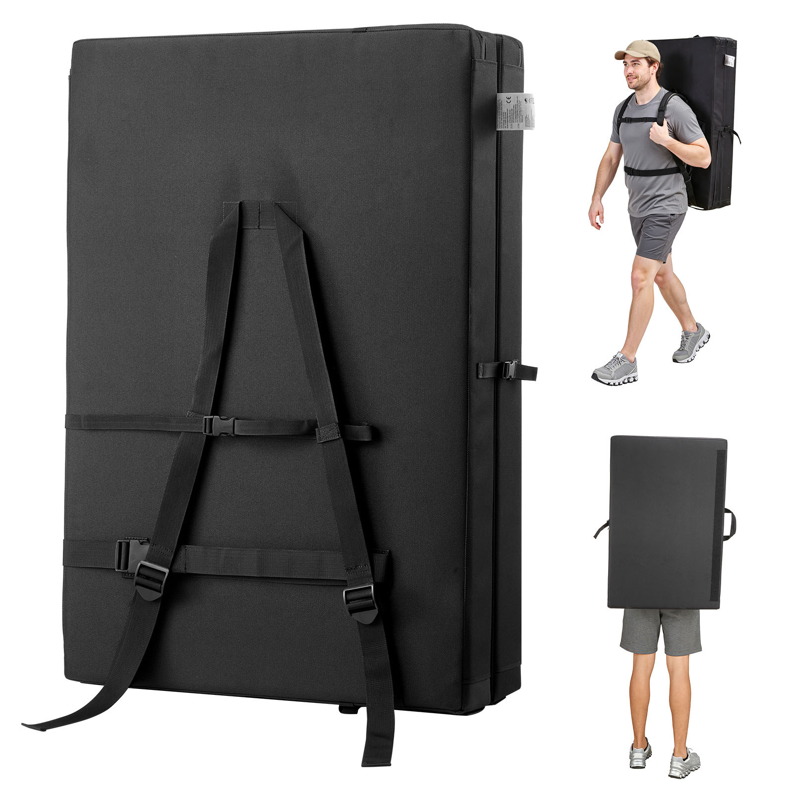 Vevor Crash Pad, Bi-fold Rock Climbing Crash Pad With Adjustable Backpack Straps And Handle, Foldable Lightweight For Indoor & Outdoor Climbing, Folded Size 35.6" X 24" X 8.3"