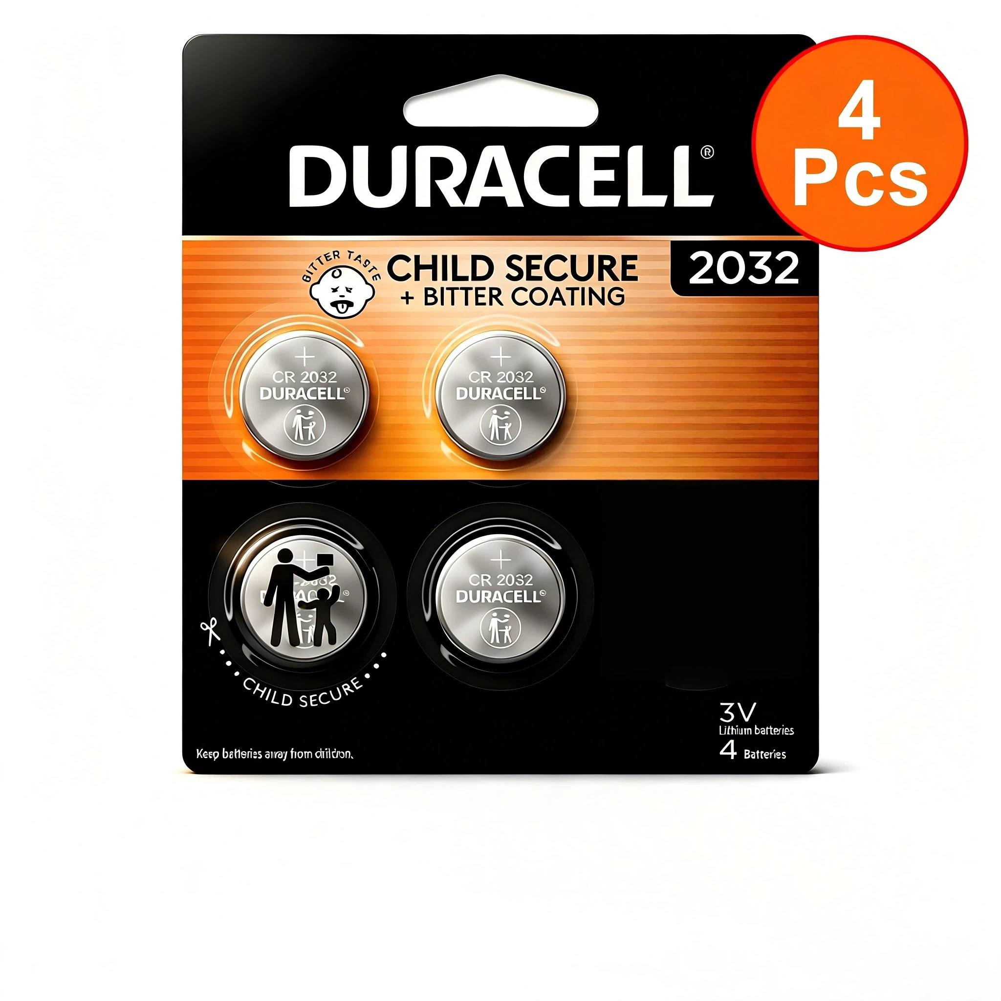 TEMU 4pcs Duracell Cr2032 Lithium Batteries - Reliable & Power, Suitable For & Office Equipment (disposable, Non-rechargeable)