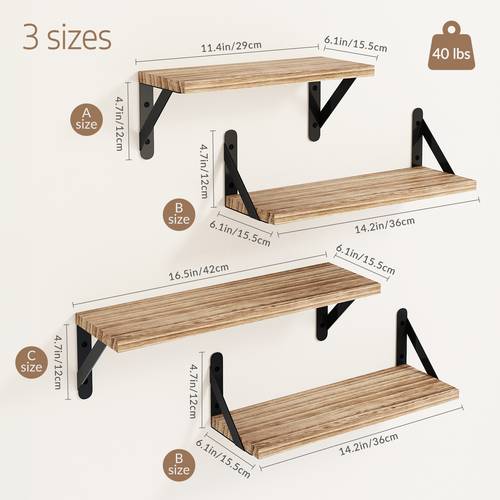 floating shelves for wall different sizes farmhouse wall shelf for bedroom bathroom storage living room and kitchen decor set of 4 for halloween and christmas