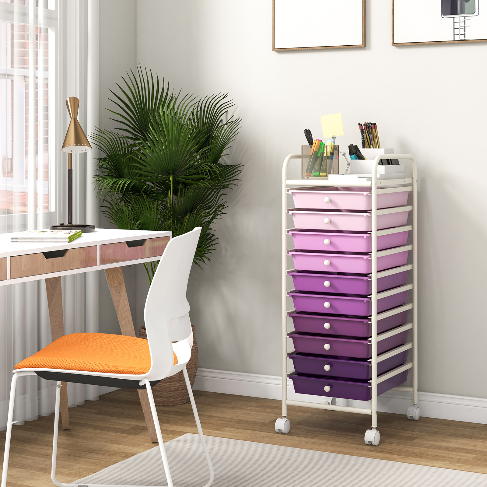   10 tier rolling storage drawer cart space saving drawer storage cart with   locker   wheels drawer storage organizer for   cosmetics file makeup room