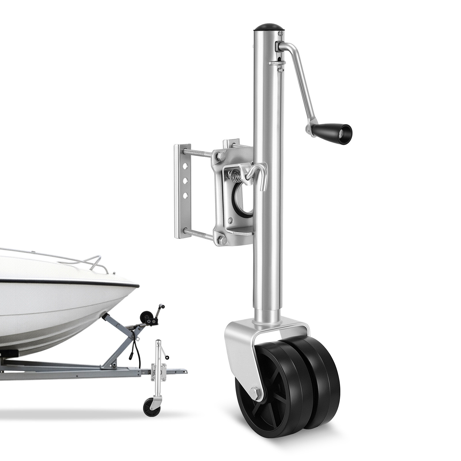 Vevor Trailer Jack With Wheel, 2000 Lbs Load Capacity, Heavy Duty Swivel Boat Trailer Jack With Pp Dual Wheel & Ergonomic Handle, 15-27 Inch Lift Range, Fit For Rvs, Boats And Utility Trailers