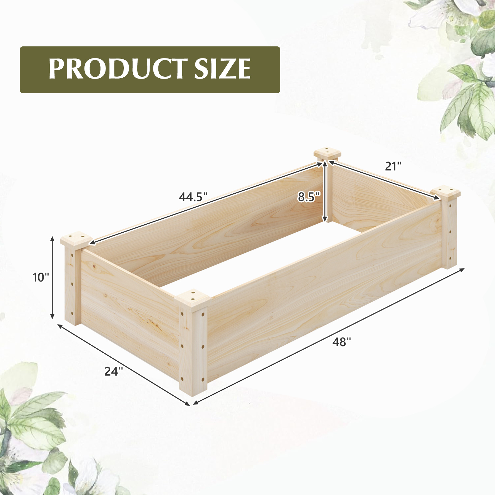   raised garden bed fir wood wooden square wood planter box for flower herb vegetable fruit outdoor elevated gardening planter for garden backyard bench 48 l x 24 w x 10 h