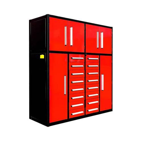 7ft heavy duty garage storage cabinet with 16 drawers and two size cabinets
