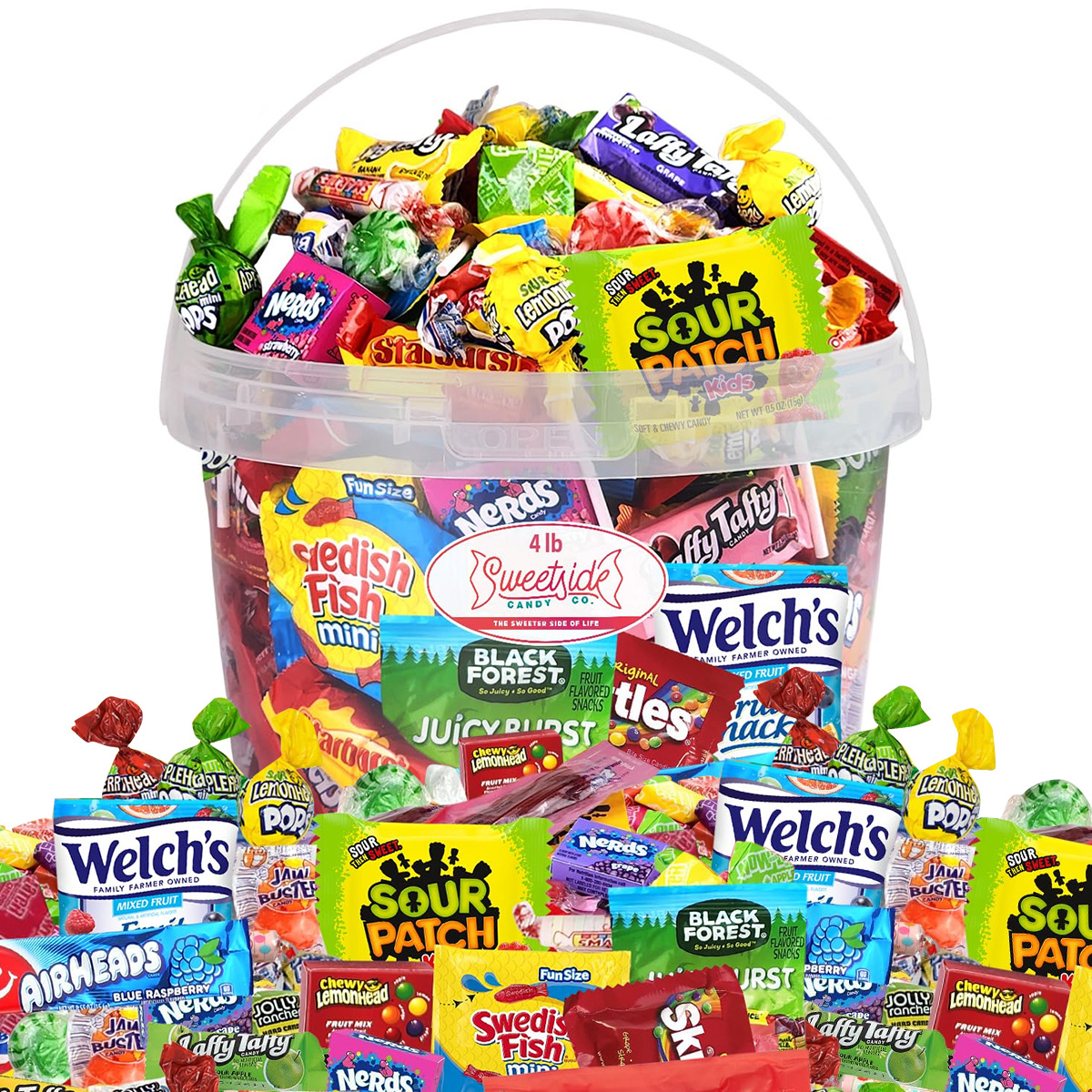 TEMU Assorted Candies Bucket All-time Classic Flavors - 4 Pounds Bulk Candy Variety Pack Individually Wrapped For Parties, Events And Any Occassion - Great Candy Basket Gift For Kids