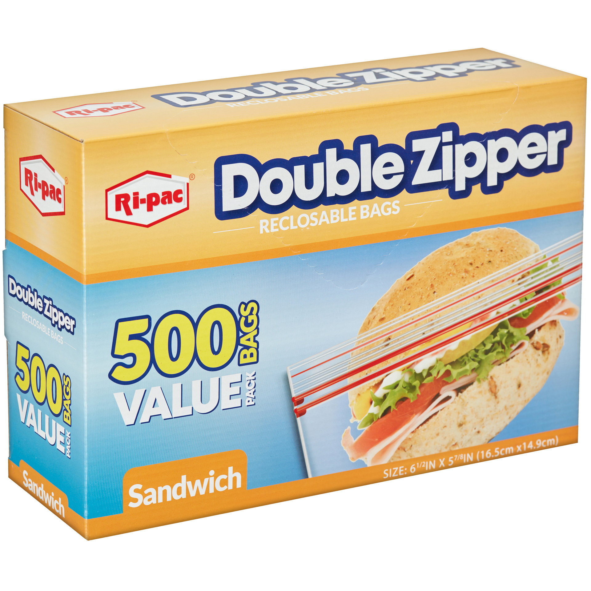 TEMU Double Zipper Reclosable Sandwich Bags, 500 Bags