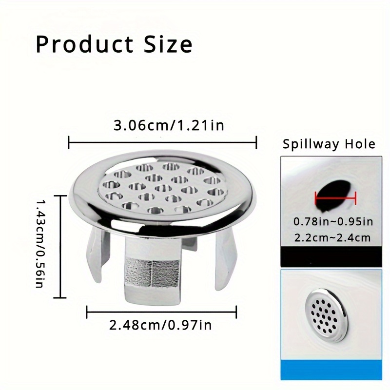 4 pieces pack plastic bathroom kitchen basin sink overflow cover ring plug replacement chrome plated hole circular drainage cover basin accessories details 5