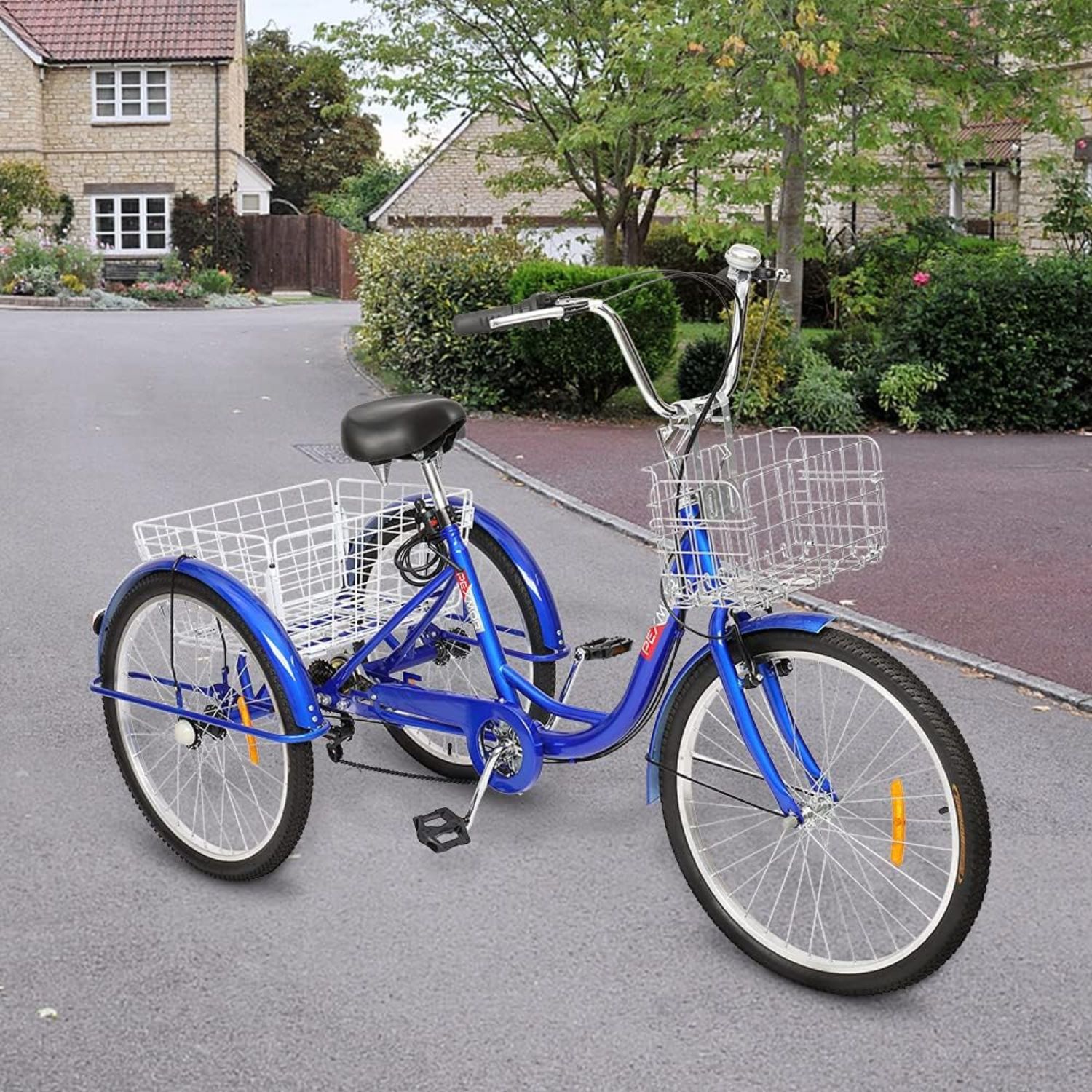 Triciclo Plegable Para Adultos De 20 Pulgadas Y 7 Velocidades - Con Cesta Delantera Y Trasera, Frenos De Disco Y Tambor, Ideal Para Compras Y Paseos