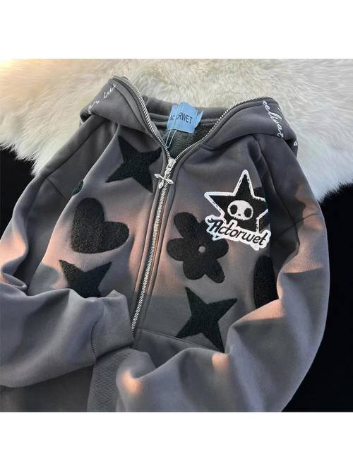 2025 vintage embroidery high quality women oversized sweatshirt with goth harajuku y2k style for women womenswear