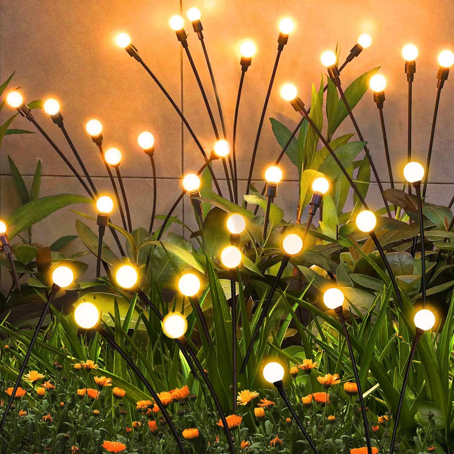 solar lights outdoor 2 4 6 8 pack 16 32 48 64 leds solar garden lights outdoor decorations firefly light for patio decor   unique gifts for women gifts for grandma