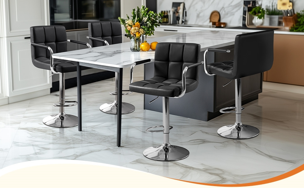   2pcs pu leather bar stools adjustable swivel stools kitchen chairs with large   backrests footrest for dining room kitchen   bar counter halloween gift christmas gift Product details 0