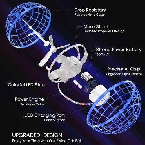 flying spinner toy durable and lightweight toy rechargeable usb floating and outdoor toy suitable for everyone as a gift