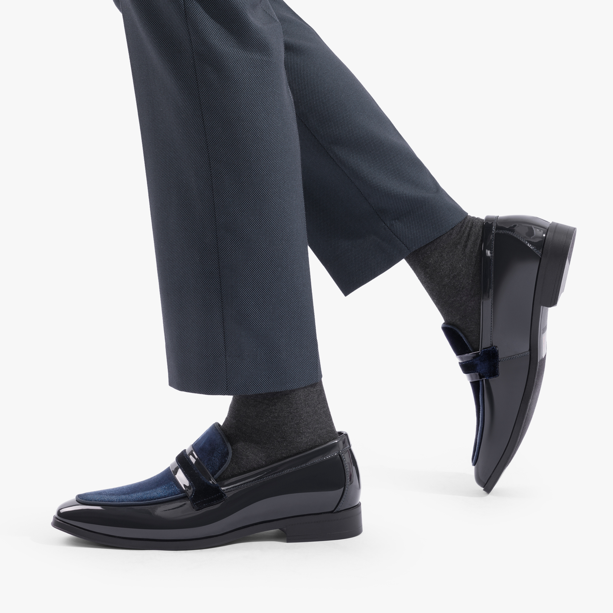 mens tuxedo patent loafers classic velvet slip dress shoes - Temu