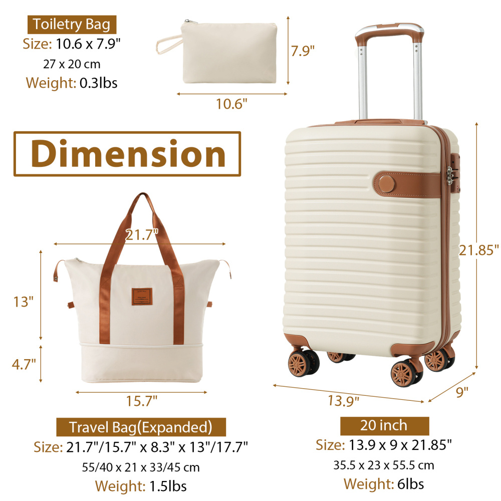 luggage sets piece carry luggage 22x14x9 airline approved Temu