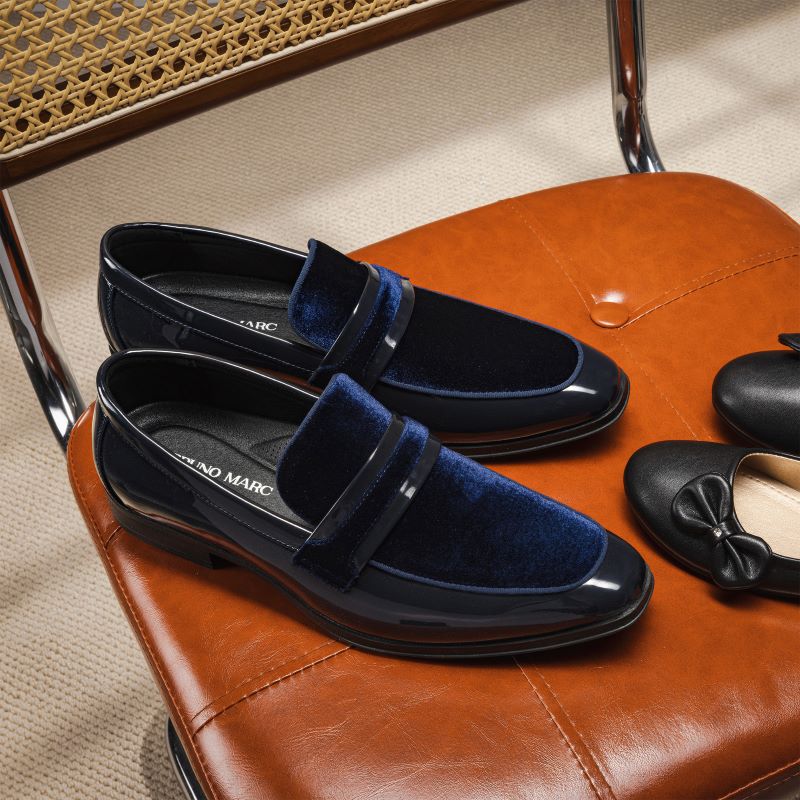 *'s Tuxedo Patent Loafers Classic Velvet Slip-on Dress Shoes *s Dress Shoe  Versatile Style
