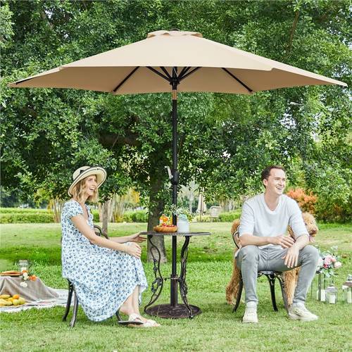 9ft outdoor patio umbrella outdoor table umbrella with push button tilt and crank yard sun shade uv protection waterproof for garden deck backyard pool outdoor patio umbrella on sale