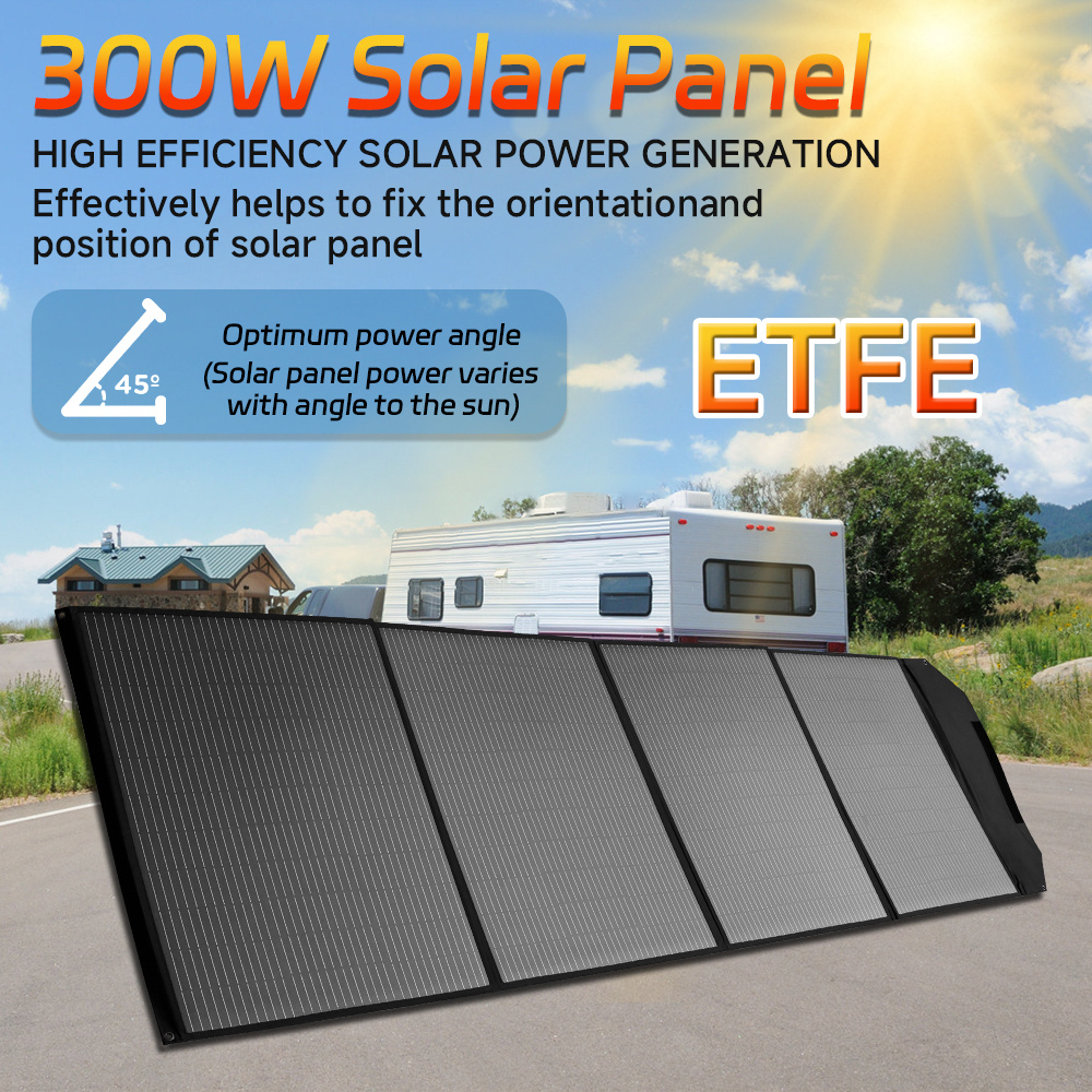 TEMU High Efficiency 120w/300w Monocrystalline Solar Panel - Portable Foldable 36v Solar Panel Kit With Mc4 Connector - For Power Station, Camping Rv