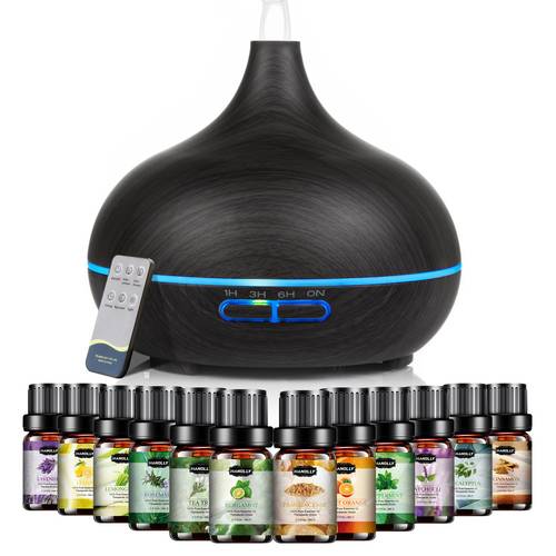 550ml large capacity diffuser essential oil diffuser with 12 bottles of essential oils aroma diffuser with remote control for yoga room humidifier with 7colors led night light for bedroom home relaxation