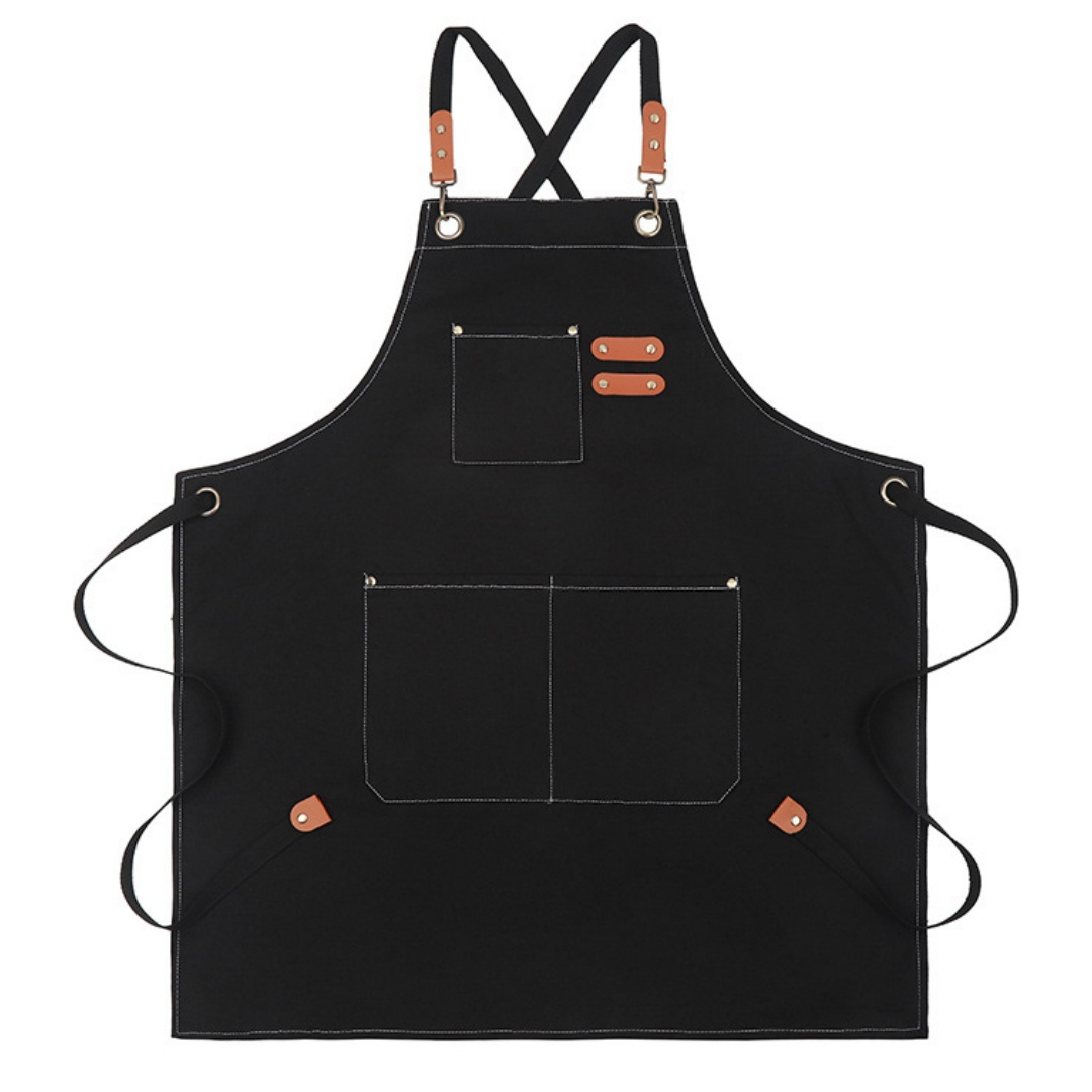 TEMU 1pc Canvas Back Chef Aprons For Men Women With Large Pockets,for Cooking, Barbecue, Grilling, Working, Painting, Gardening, Baking