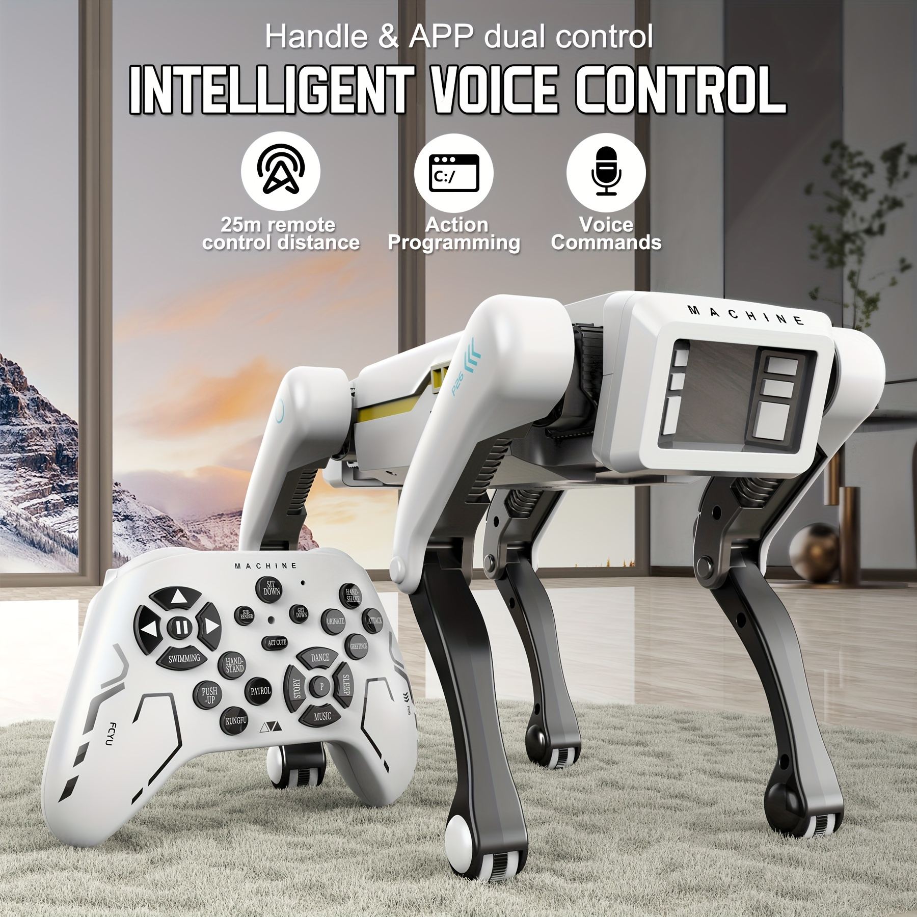 Smart Robotic Dog Toy - Voice/APP Interaction, Dance & Kungfu Modes, Unlimited Programming, Music & Storytelling Functions, USB Rechargeable, White AI-Powered Pet Robot for Youngsters & Adults, Robot Toy